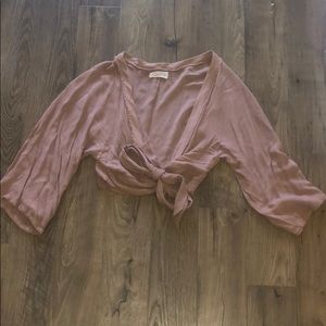 Mustard Seed Pink Cropped Front Tie Top Size S